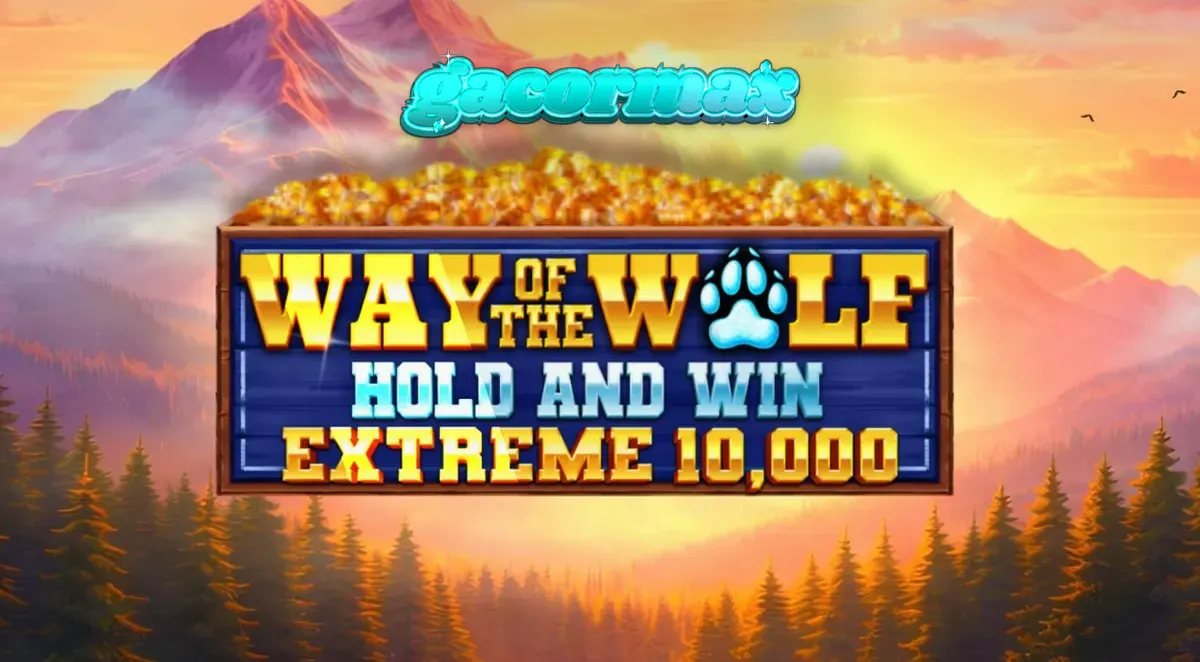 Visual atmosferik slot Way of the Wolf dengan latar hutan malam dan serigala