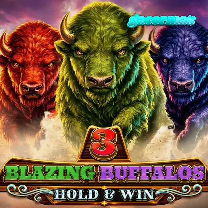 Tampilan visual slot 3 Blazing Buffalos dengan tema neon Wild West